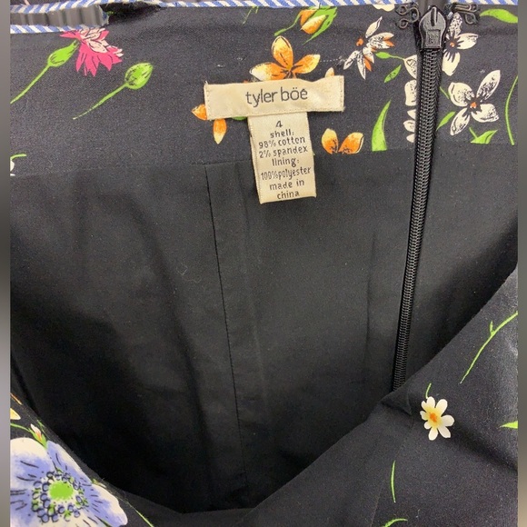 Women’s Tyler Boe Cotton Spandex Black Blue Floral Midi Dress Size 4 - Picture 4 of 4